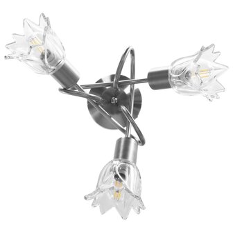 Plafondlamp met glazen tulpvormige kappen 3xE14 transparant 5