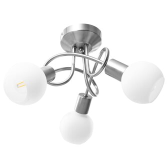 Plafondlamp met keramieken bolvormige kappen voor 3xE14 wit 2