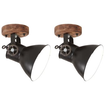 Wand-/plafondlampen industrieel 2 st E27 20x25 cm zwart 1