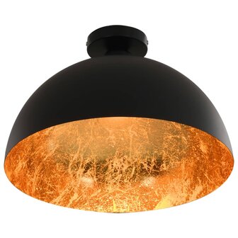 Plafondlampen 2 st halfrond E27 zwart en goudkleurig 3
