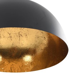 Plafondlampen 2 st halfrond E27 zwart en goudkleurig 9