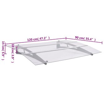 Deurluifel 120x90 cm polycarbonaat zilverkleurig en transparant   6