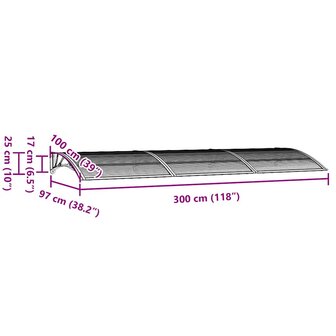 Deurluifel 300x100 cm polycarbonaat zwart 7