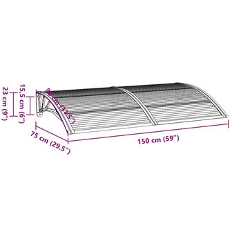Deurluifel 150x75 cm polycarbonaat zwart en transparant 7