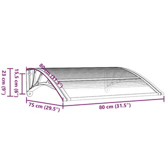 Deurluifel 80x75 cm polycarbonaat zwart en transparant 7