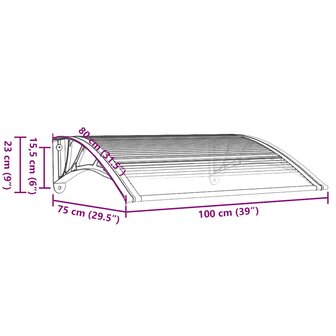 Deurluifel 100x75 cm polycarbonaat zwart en transparant 7