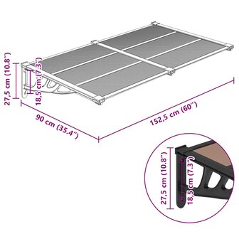 Deurluifel 152,5x90 cm polycarbonaat zwart 6