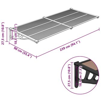 Deurluifel 239x90 cm polycarbonaat zwart 6