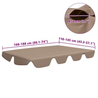 Vervangingsluifel voor schommelbank 188/168x145/110 cm taupe 6