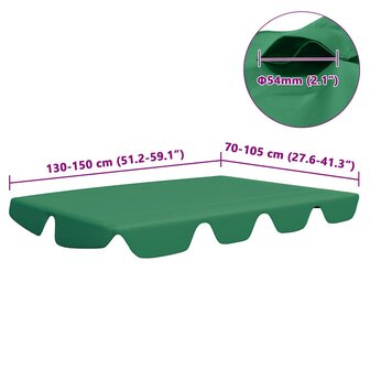 Vervangingsluifel voor schommelbank 150/130x105/70 cm groen 6