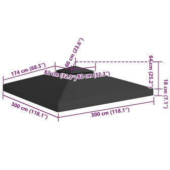Prieeldak 2-laags 310 g/m&sup2; 3x3 m zwart 7