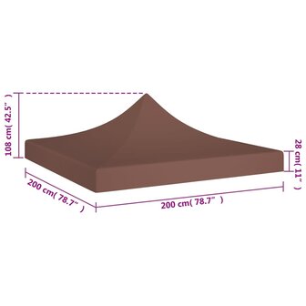 Partytentdak 270 g/m&sup2; 2x2 m bruin  5