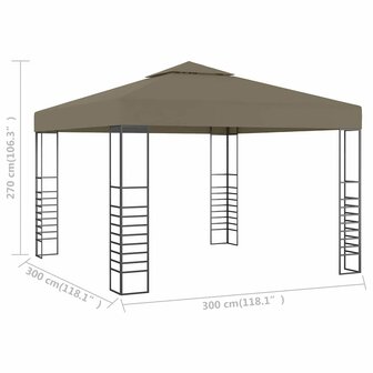 Tuinpaviljoen 180 g/m&sup2; 3x3 m taupe 5