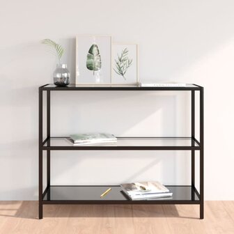 Schap 100x36x90 cm gehard glas transparant en zwart 1