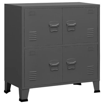 Opbergkast industrieel 75x40x80 cm staal antracietkleurig 2