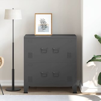 Opbergkast industrieel 75x40x80 cm staal antracietkleurig 3