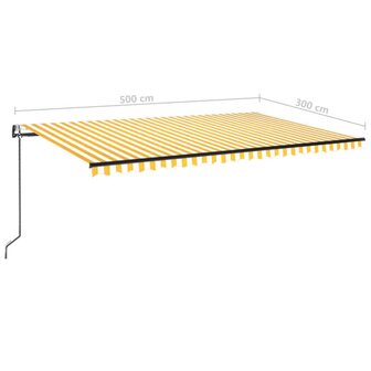 Luifel automatisch uittrekbaar 500x300 cm geel en wit 9
