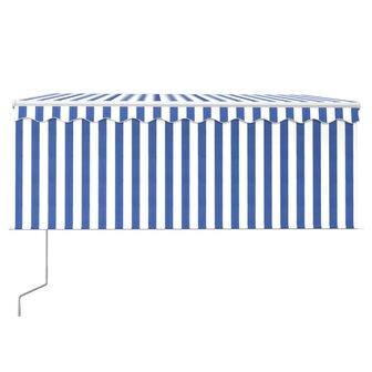 Luifel automatisch uittrekbaar rolgordijn 3,5x2,5 m blauw wit   3