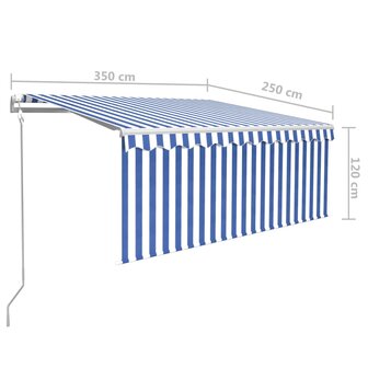 Luifel automatisch uittrekbaar rolgordijn 3,5x2,5 m blauw wit   9