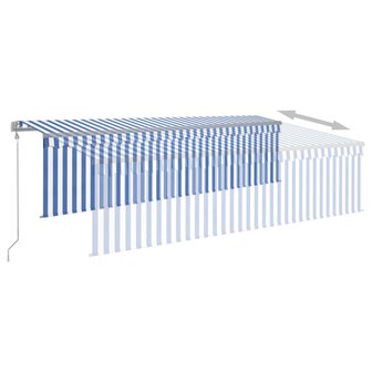 Luifel automatisch uittrekbaar met rolgordijn 5x3m blauw en wit 4