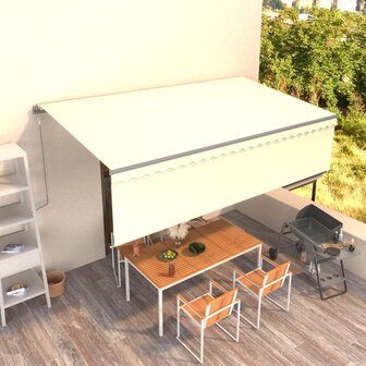 Luifel automatisch uittrekbaar met rolgordijn 5x3m cr&egrave;mekleurig 1