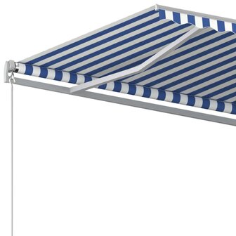 Luifel automatisch uittrekbaar met palen 3,5x2,5 m blauw en wit 6