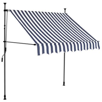 Luifel handmatig uitschuifbaar met LED 200 cm blauw en wit 2