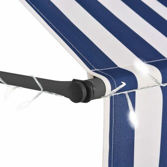 Luifel handmatig uitschuifbaar met LED 200 cm blauw en wit 4