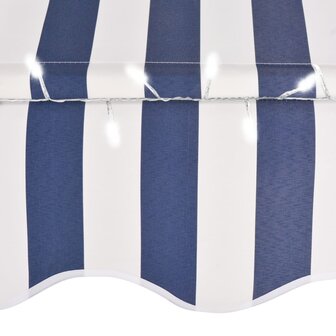 Luifel handmatig uitschuifbaar met LED 200 cm blauw en wit 5