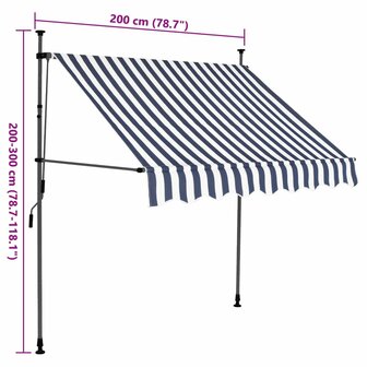 Luifel handmatig uitschuifbaar met LED 200 cm blauw en wit 8