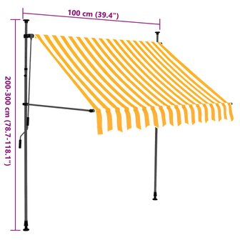 Luifel handmatig uitschuifbaar met LED 100 cm wit en oranje 8