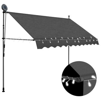 Luifel handmatig uitschuifbaar met LED 300 cm antracietkleurig 1