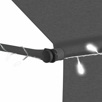 Luifel handmatig uitschuifbaar met LED 300 cm antracietkleurig 5