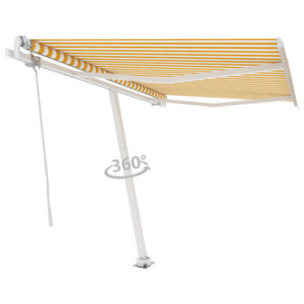 Luifel vrijstaand automatisch 350x250 cm geel en wit 3