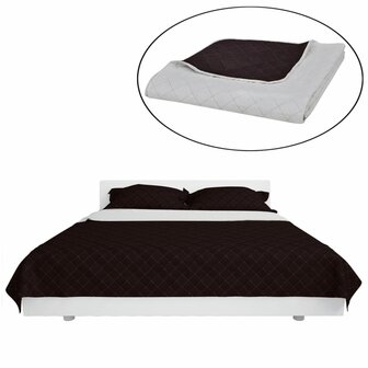 Bedsprei gewatteerd dubbelzijdig 220x240 cm beige/bruin 2