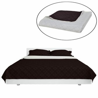 Bedsprei gewatteerd dubbelzijdig 230x260 cm beige/bruin 2