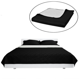 Bedsprei gewatteerd dubbelzijdig 230x260 cm zwart/wit 2
