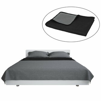 Bedsprei dubbelzijdig 170x210 cm quilt grijs en zwart 2