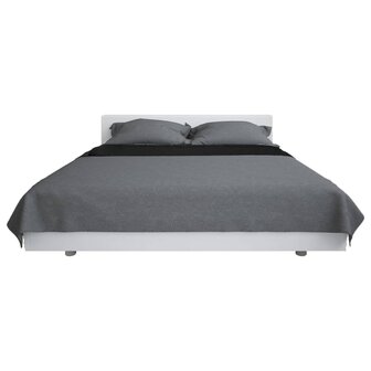 Bedsprei dubbelzijdig 170x210 cm quilt grijs en zwart 3
