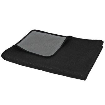 Bedsprei dubbelzijdig 170x210 cm quilt grijs en zwart 4