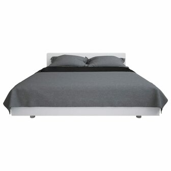 Bedsprei dubbelzijdig 220x240 cm quilt grijs en zwart 3