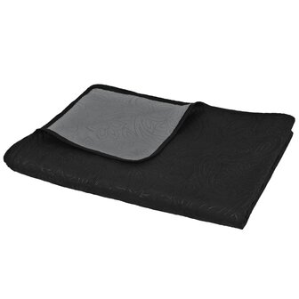Bedsprei dubbelzijdig 220x240 cm quilt grijs en zwart 4