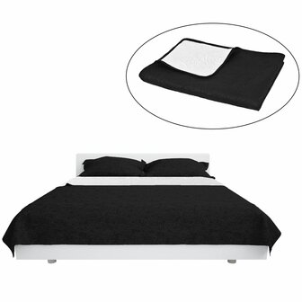 Bedsprei dubbelzijdig 220x240 cm quilt zwart en wit 2
