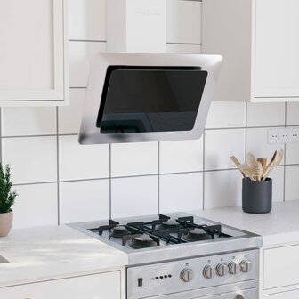 Wandafzuigkap 60 cm roestvrij staal gehard glas zilverkleurig 1