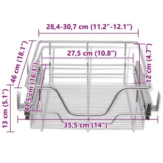 Draadmanden uittrekbaar 2 st 400 mm zilverkleurig 8