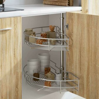 Draadmand keuken 2-laags 180 graden 75x38x80 cm zilverkleurig 1