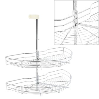 Draadmand keuken 2-laags 180 graden 75x38x80 cm zilverkleurig 2