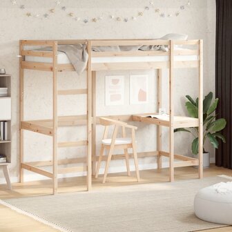 Hoogslaper met bureau massief grenenhout 90x190 cm 1