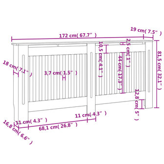 Radiatorombouw 2 st 172 cm MDF wit 4