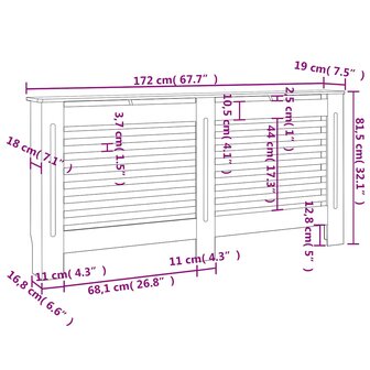 Radiatorombouw 172x19x81,5 cm MDF wit 8